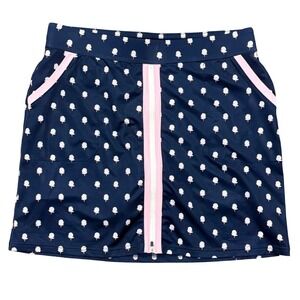 Belyn Key Navy and Pink Mini Skort with Floral Dot Print